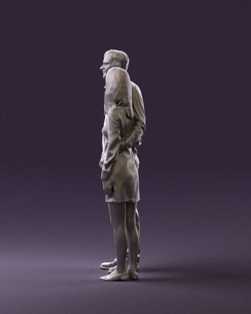 Man in redbrown top hug asian girl 0869 3D Print Ready 3D print model_8