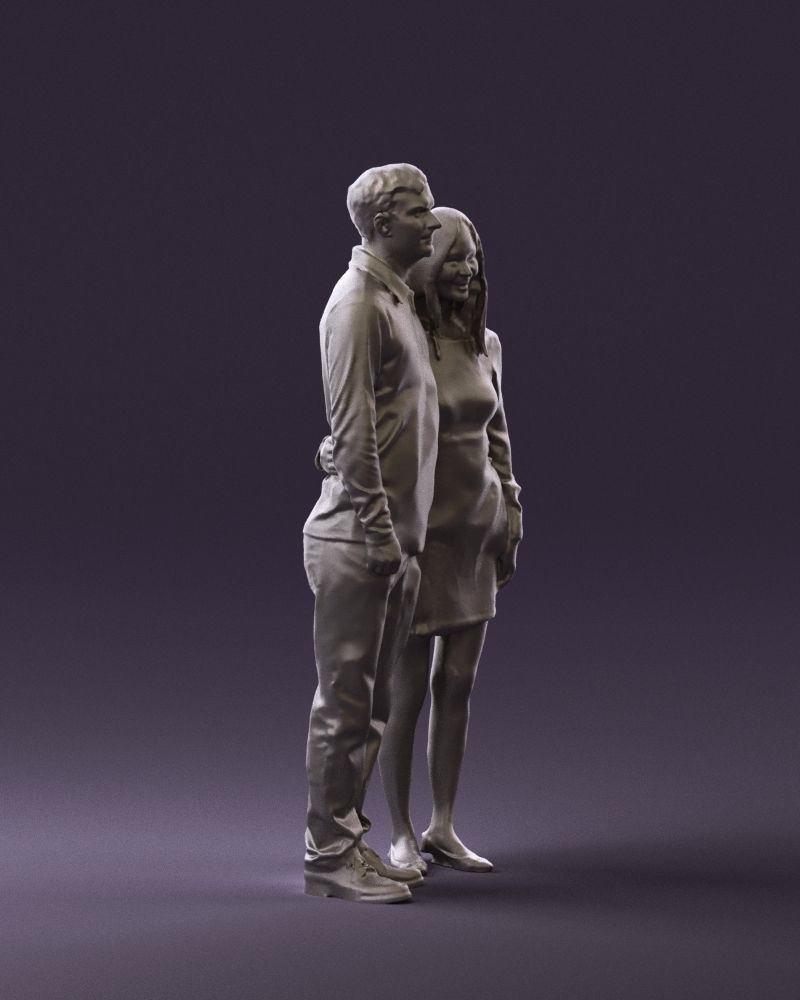 Man in redbrown top hug asian girl 0869 3D Print Ready 3D print model_3