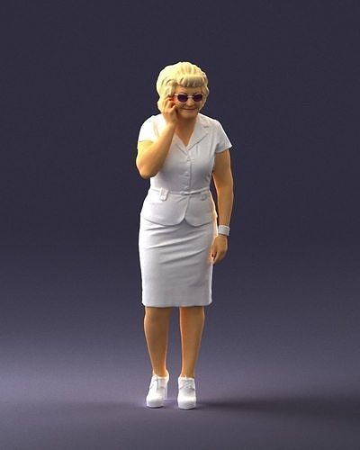 Grandmother in white suit 0373 3D Print Ready 3D print model