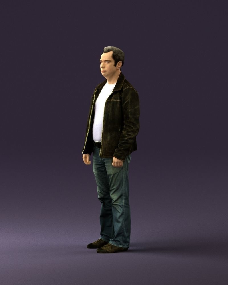 Man in 90s brown leather jacket 0875 3D Print Ready 3D print model_21