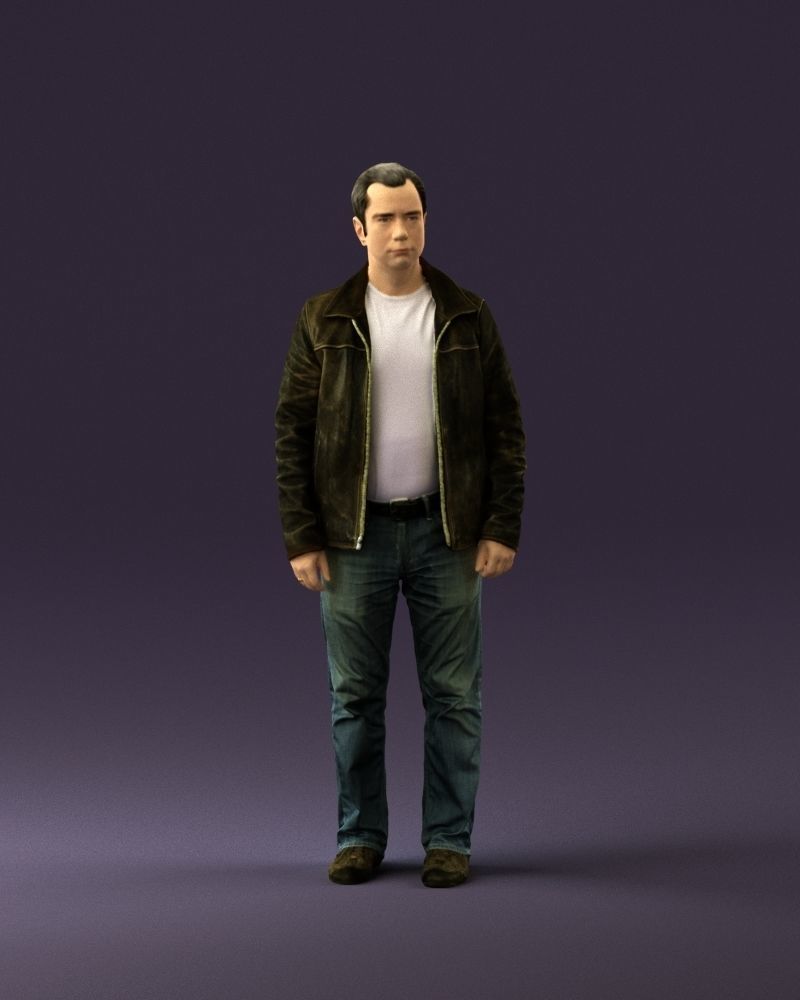 Man in 90s brown leather jacket 0875 3D Print Ready 3D print model_12