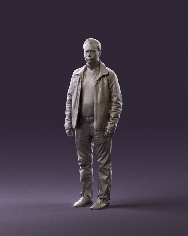 Man in 90s brown leather jacket 0875 3D Print Ready 3D print model_10