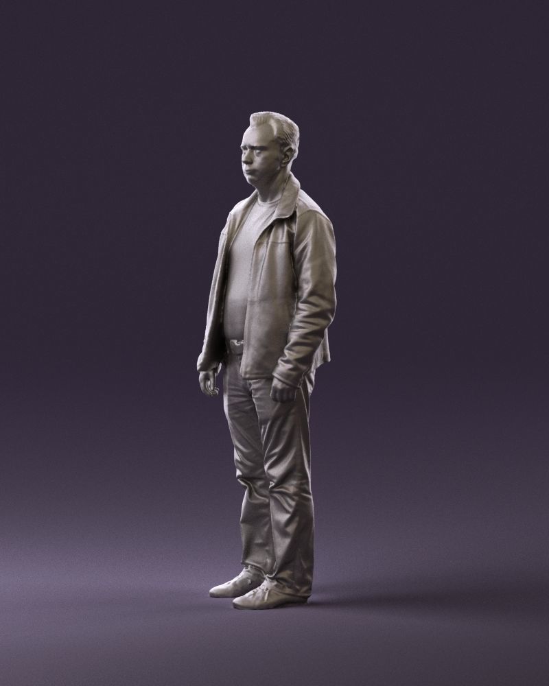 Man in 90s brown leather jacket 0875 3D Print Ready 3D print model_9