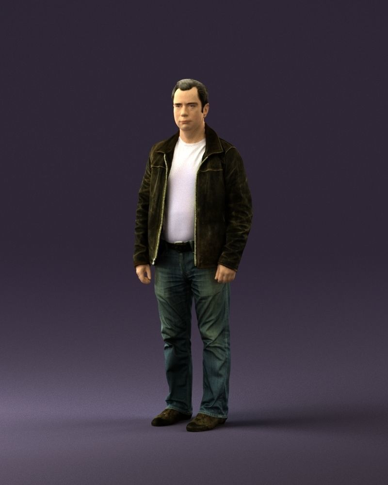 Man in 90s brown leather jacket 0875 3D Print Ready 3D print model_22