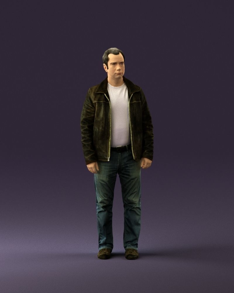 Man in 90s brown leather jacket 0875 3D Print Ready 3D print model_13