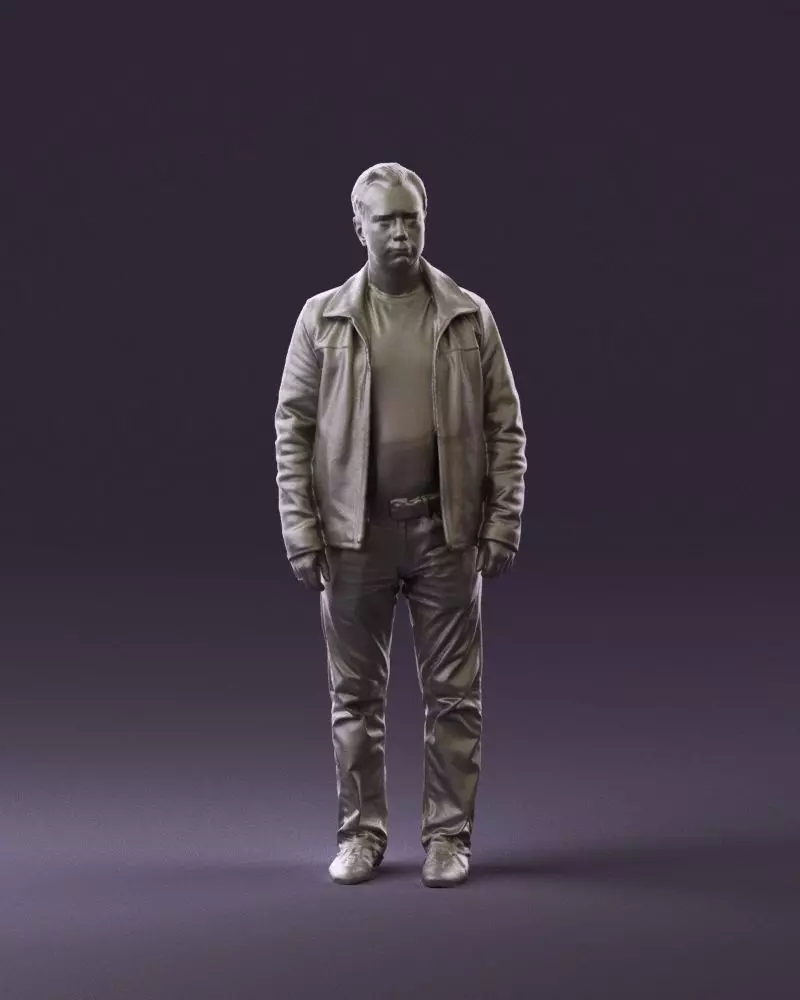 002265 Man in 90s Brown Leather Jacket 0875 STL Miniature 3D print model