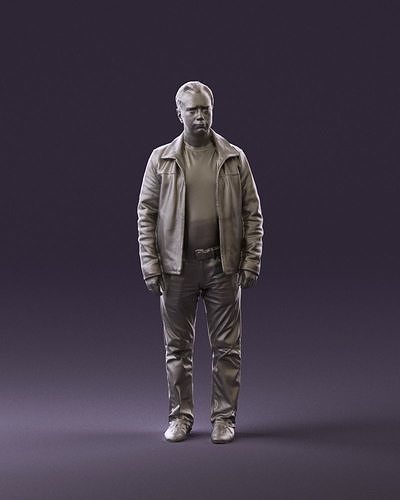 Man in 90s brown leather jacket 0875 3D Print Ready 3D print model