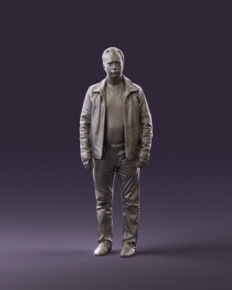 Man in 90s brown leather jacket 0875 3D Print Ready 3D print model_11