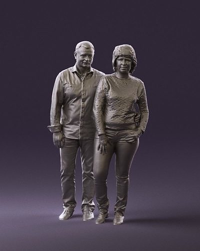 Man in bright blue top hug woman one hand 0880 3D Print Ready 3D print model