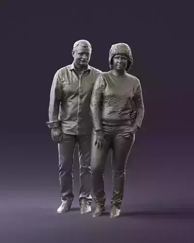 Man in bright blue top hug woman one hand 0880 3D Print Ready 3D print model