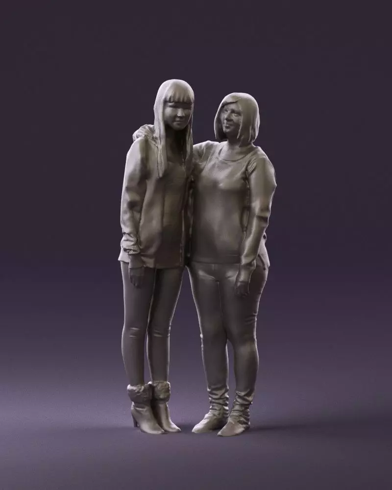 Woman hug girl by one hand 0893 3D Prit Ready 3D print model_0