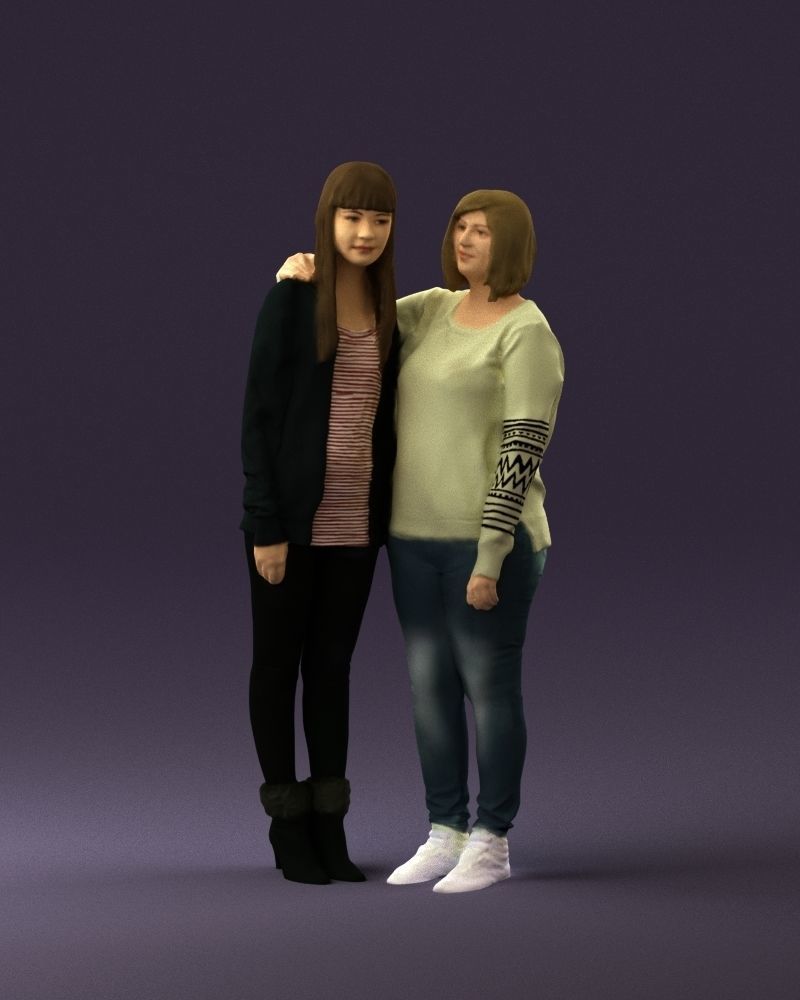 Woman hug girl by one hand 0893 3D Prit Ready 3D print model_23