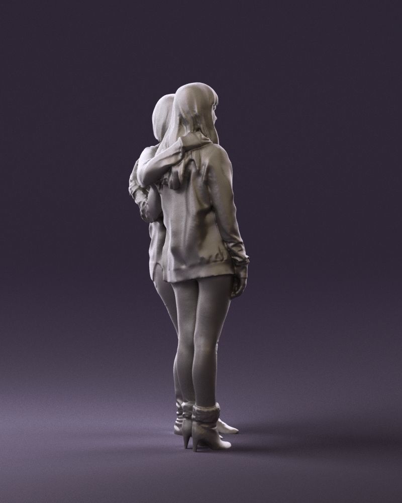 Woman hug girl by one hand 0893 3D Prit Ready 3D print model_4