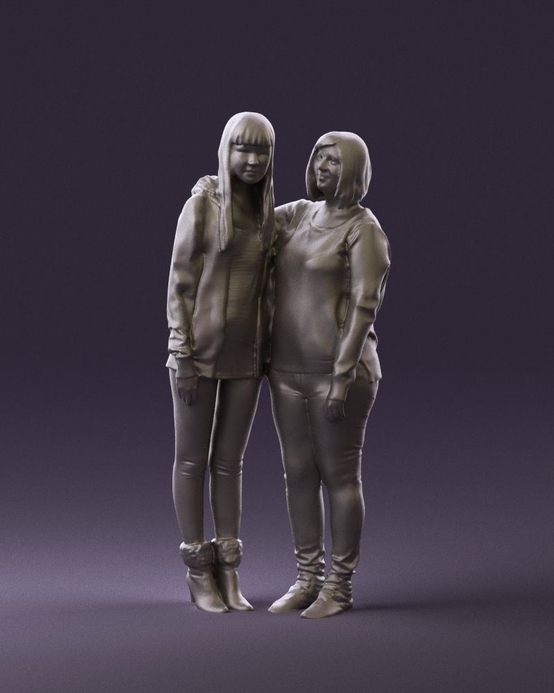 Woman hug girl by one hand 0893 3D Prit Ready 3D print model_11