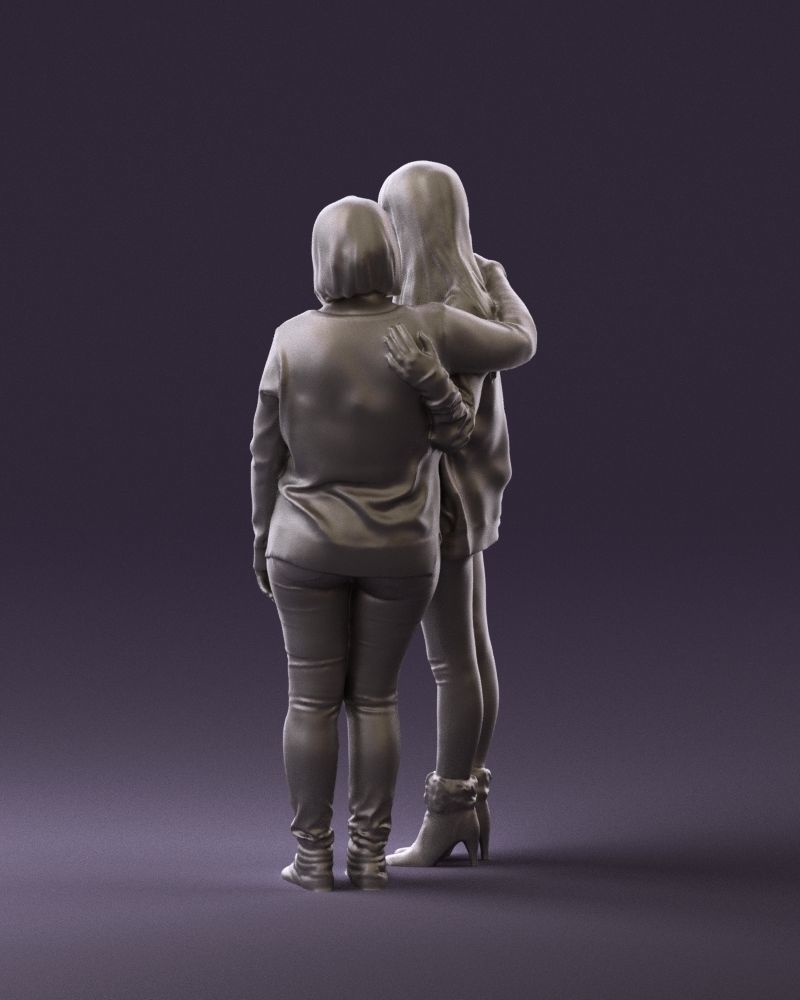 Woman hug girl by one hand 0893 3D Prit Ready 3D print model_7