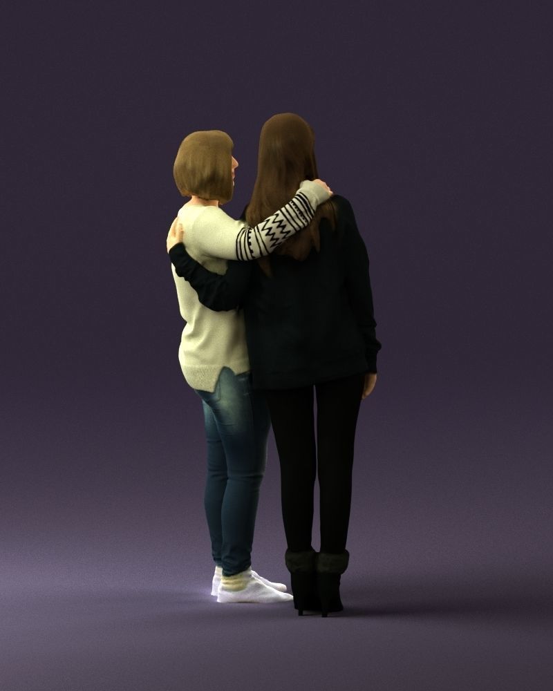 Woman hug girl by one hand 0893 3D Prit Ready 3D print model_17