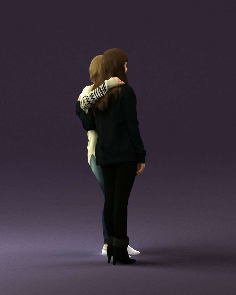 Woman hug girl by one hand 0893 3D Prit Ready 3D print model_16