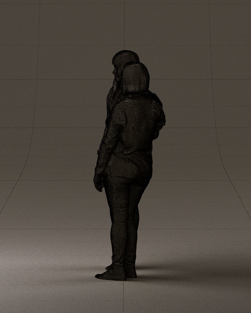 Woman hug girl by one hand 0893 3D Prit Ready 3D print model_32