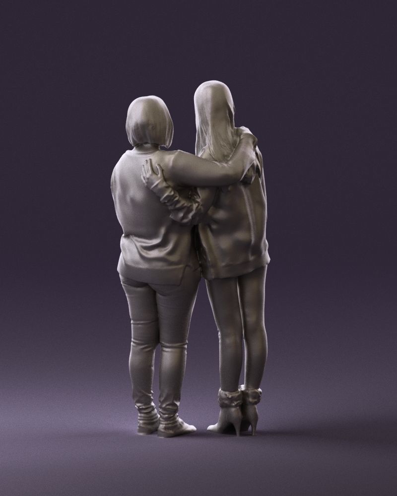 Woman hug girl by one hand 0893 3D Prit Ready 3D print model_6