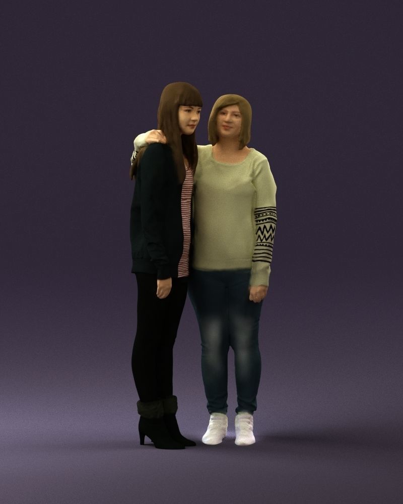 Woman hug girl by one hand 0893 3D Prit Ready 3D print model_14