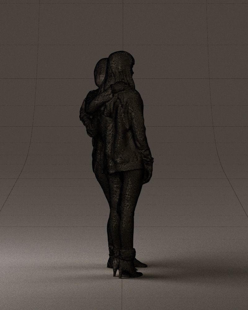 Woman hug girl by one hand 0893 3D Prit Ready 3D print model_28