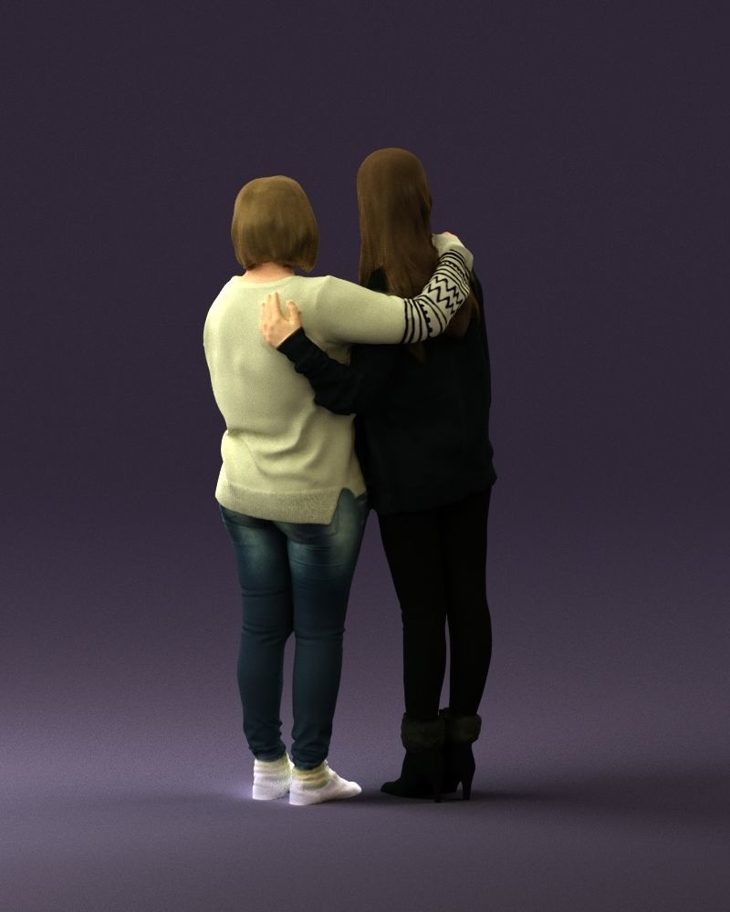 Woman hug girl by one hand 0893 3D Prit Ready 3D print model_18
