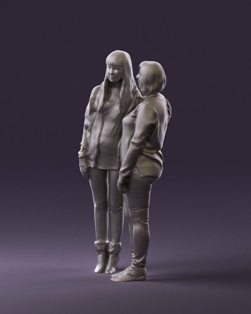 Woman hug girl by one hand 0893 3D Prit Ready 3D print model_9