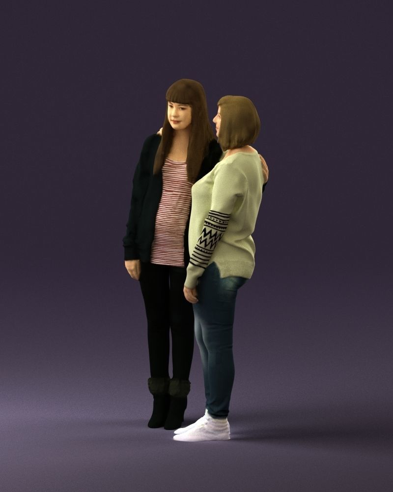 Woman hug girl by one hand 0893 3D Prit Ready 3D print model_21