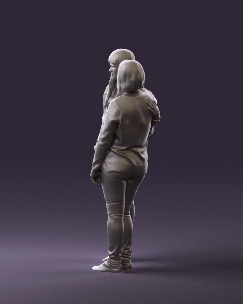 Woman hug girl by one hand 0893 3D Prit Ready 3D print model_8