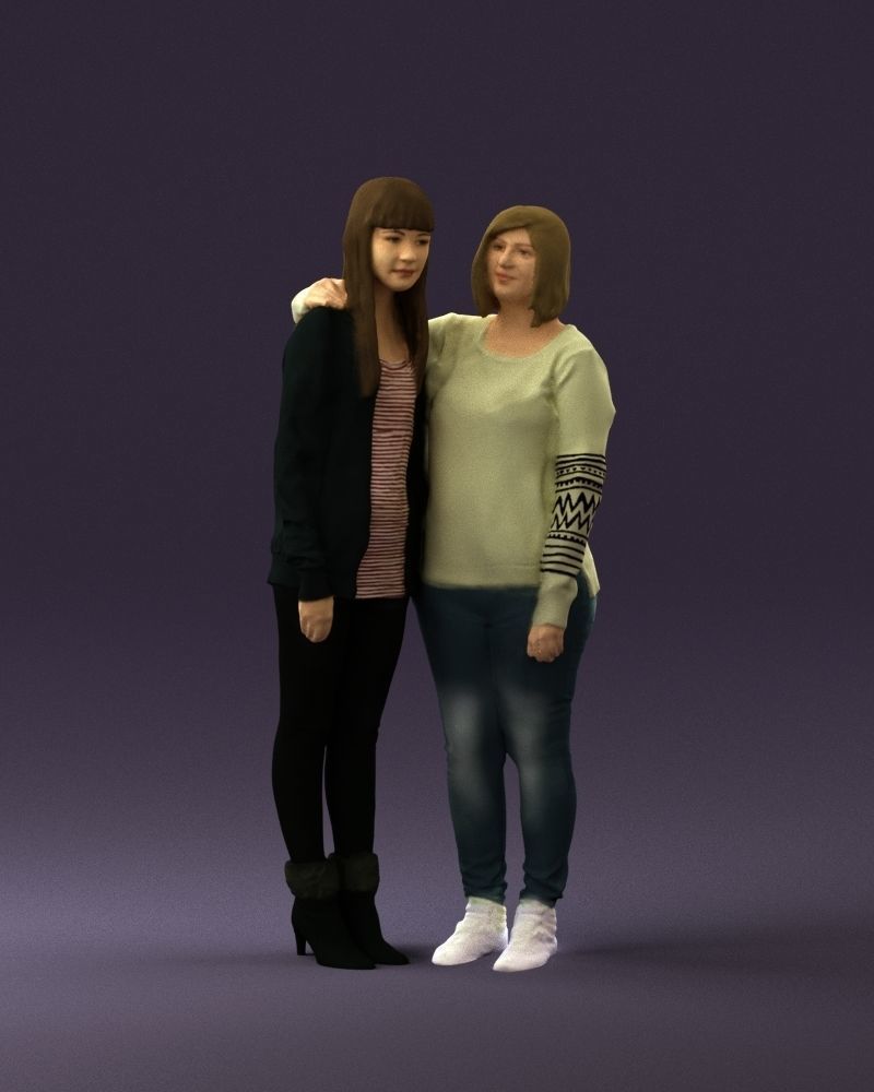 Woman hug girl by one hand 0893 3D Prit Ready 3D print model_13
