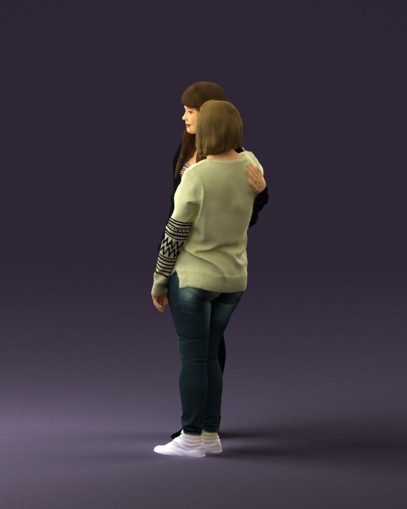 Woman hug girl by one hand 0893 3D Prit Ready 3D print model_20