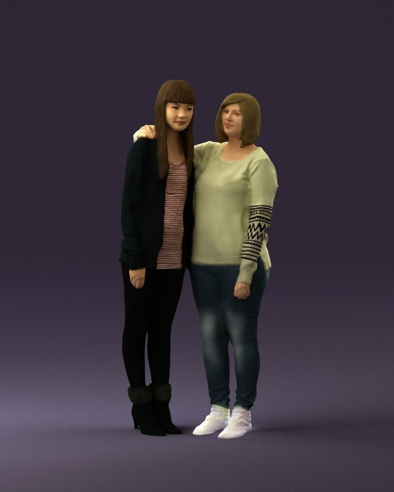 Woman hug girl by one hand 0893 3D Prit Ready 3D print model_12