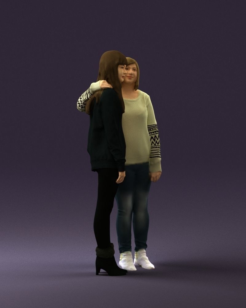 Woman hug girl by one hand 0893 3D Prit Ready 3D print model_15