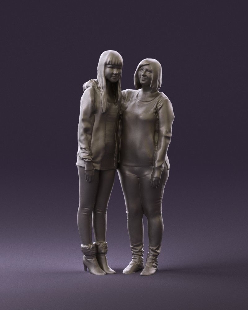 Woman hug girl by one hand 0893 3D Prit Ready 3D print model_1