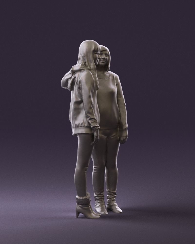 Woman hug girl by one hand 0893 3D Prit Ready 3D print model_3