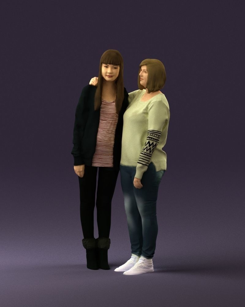 Woman hug girl by one hand 0893 3D Prit Ready 3D print model_22