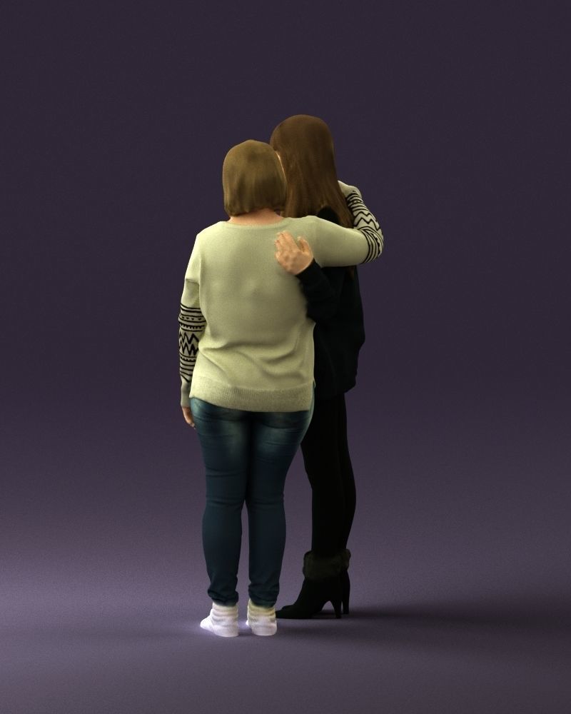 Woman hug girl by one hand 0893 3D Prit Ready 3D print model_19