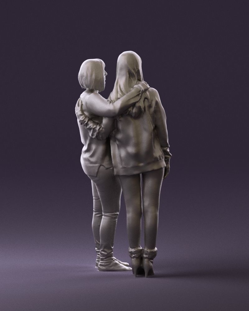 Woman hug girl by one hand 0893 3D Prit Ready 3D print model_5