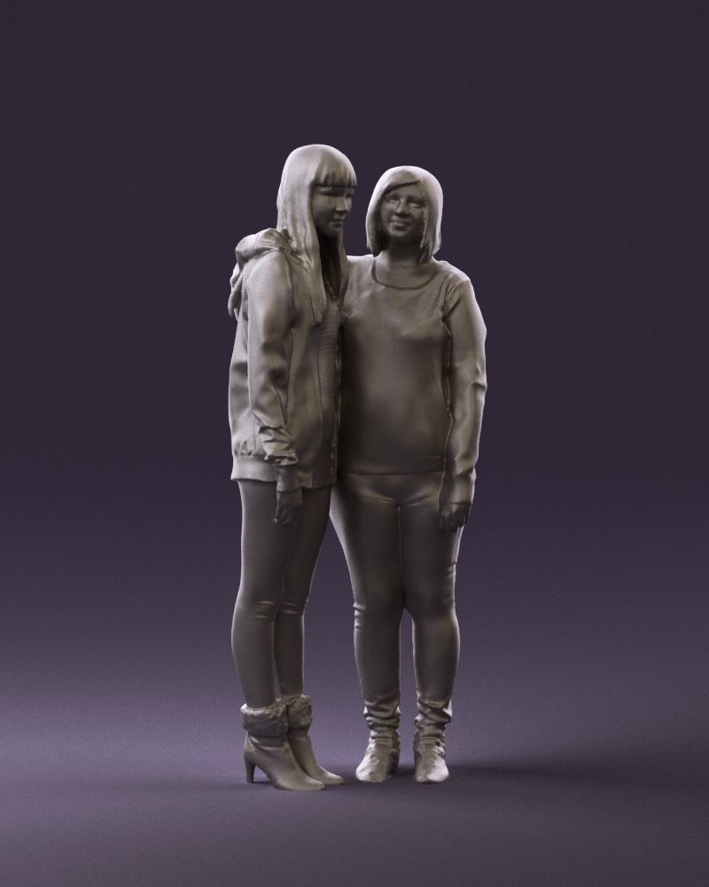 Woman hug girl by one hand 0893 3D Prit Ready 3D print model_2
