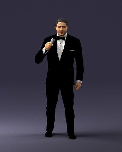 Man with a microphone in his hand 0288 3D Print Ready 3D print model