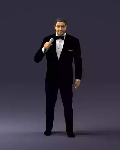 Man with a microphone in his hand 0288 3D Print Ready