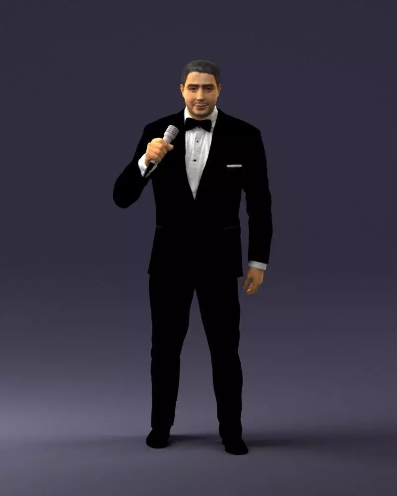 Man with a microphone in his hand 0288 3D Print Ready 3D print model_0