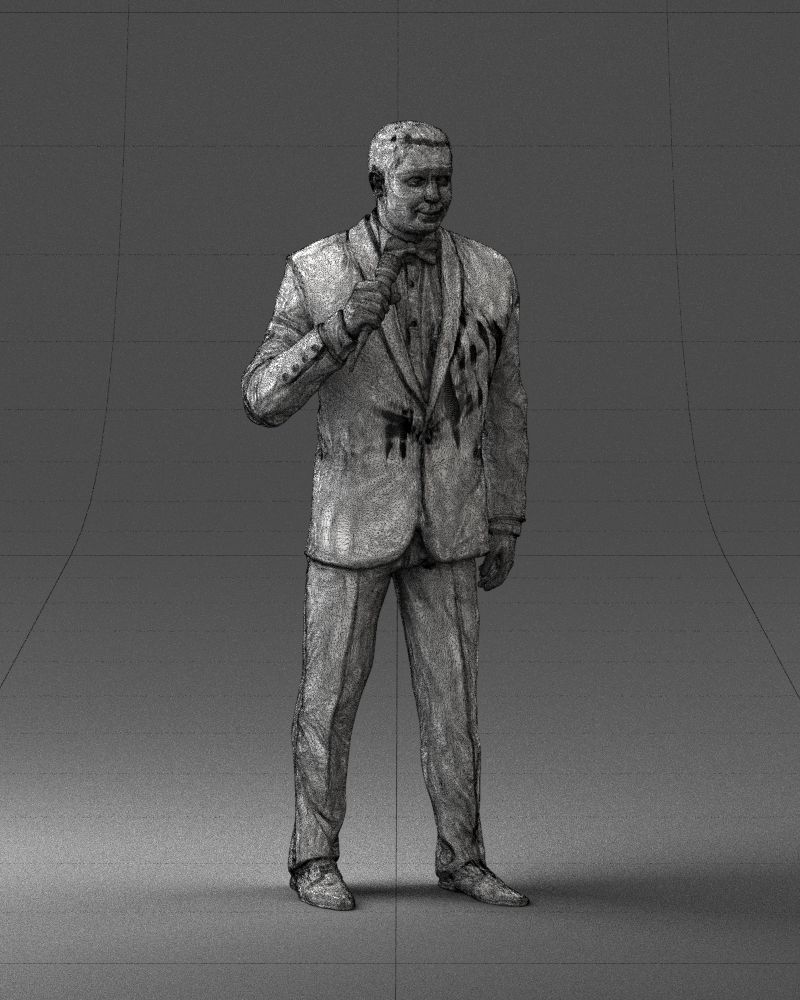 Man with a microphone in his hand 0288 3D Print Ready 3D print model_8