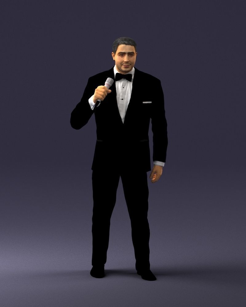 Man with a microphone in his hand 0288 3D Print Ready 3D print model_3