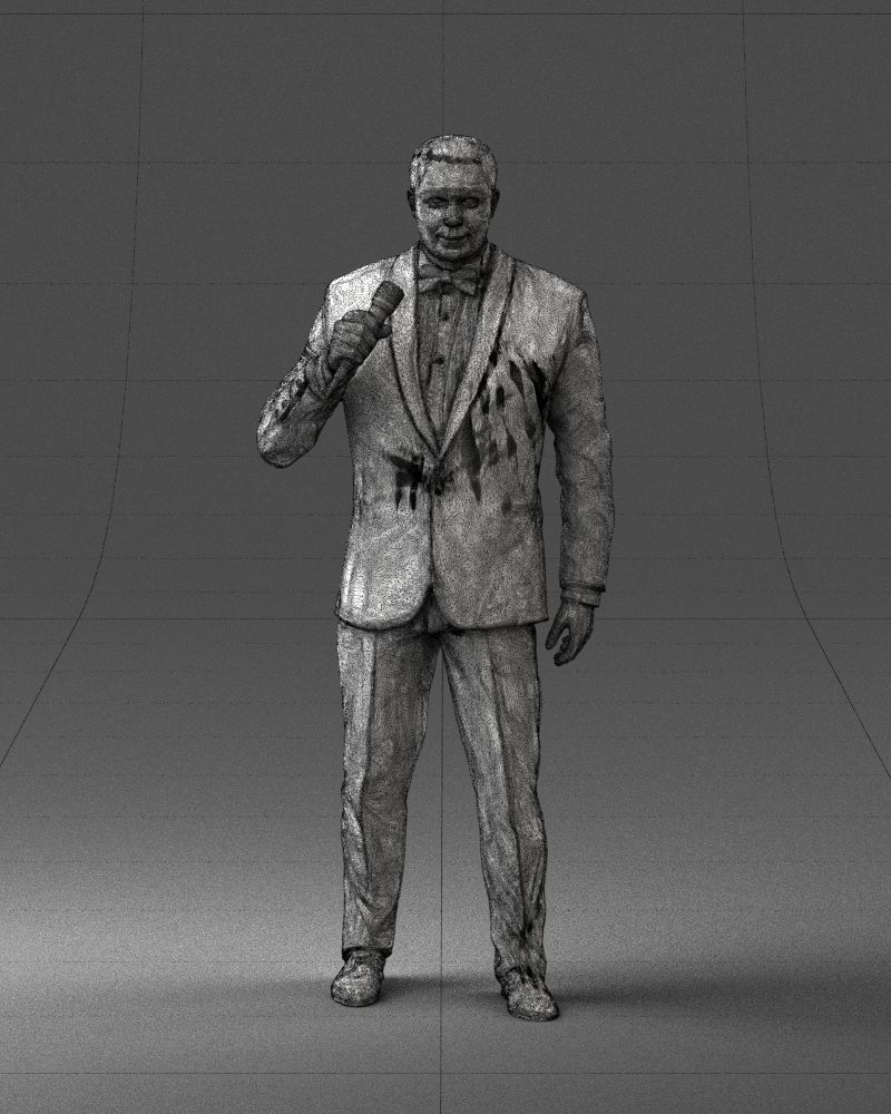 Man with a microphone in his hand 0288 3D Print Ready 3D print model_2