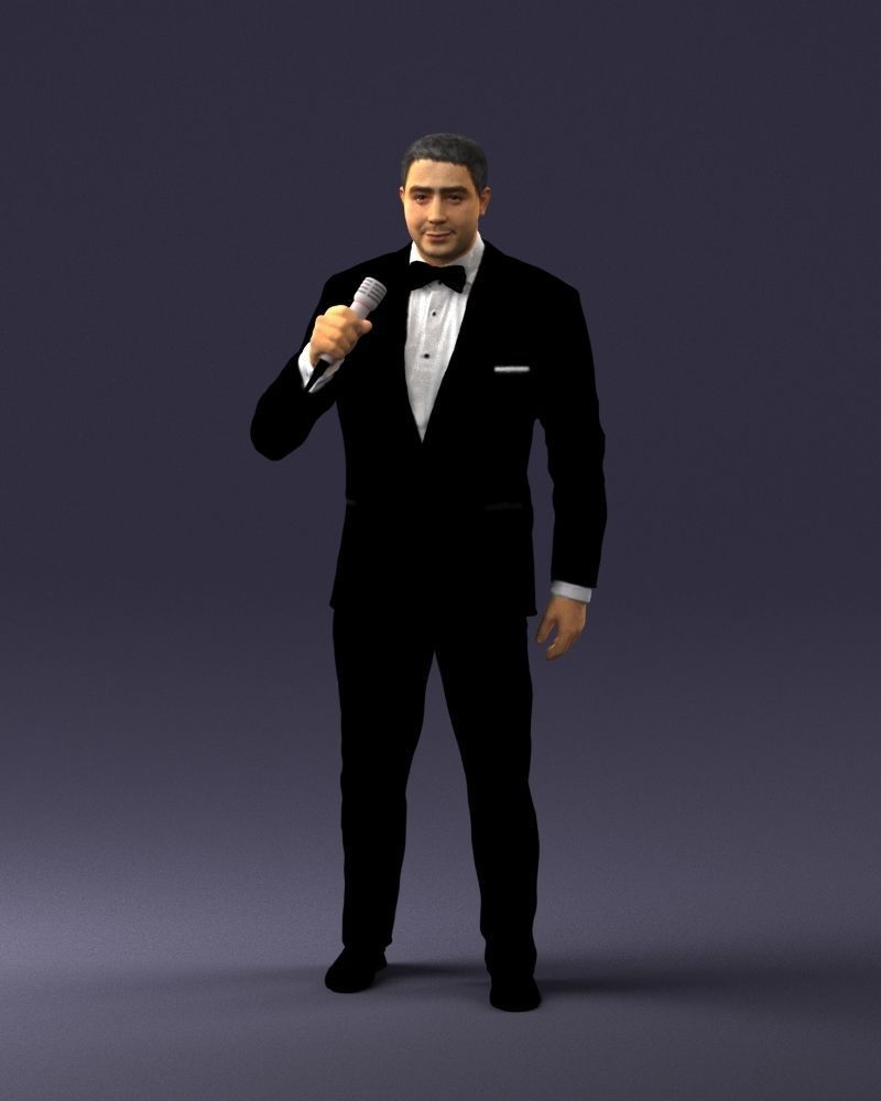 Man with a microphone in his hand 0288 3D Print Ready 3D print model_33