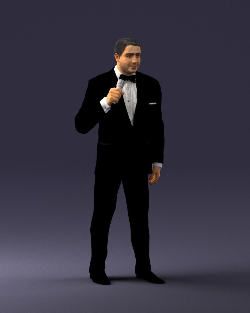 Man with a microphone in his hand 0288 3D Print Ready 3D print model_6