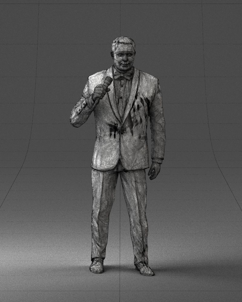 Man with a microphone in his hand 0288 3D Print Ready 3D print model_5