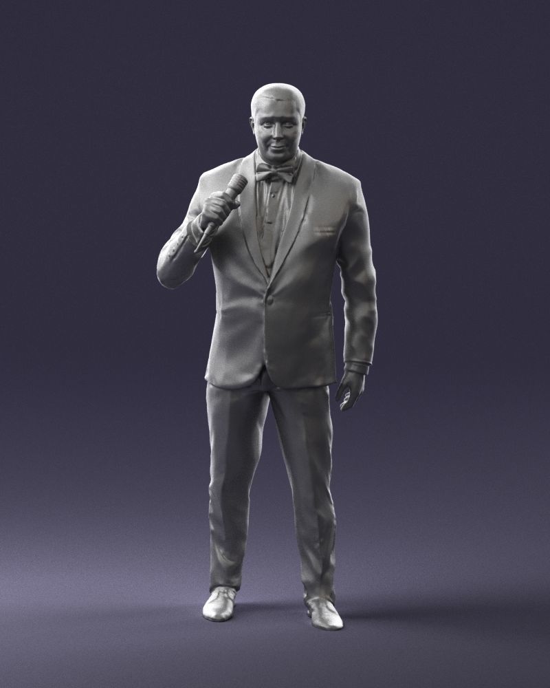 Man with a microphone in his hand 0288 3D Print Ready 3D print model_1