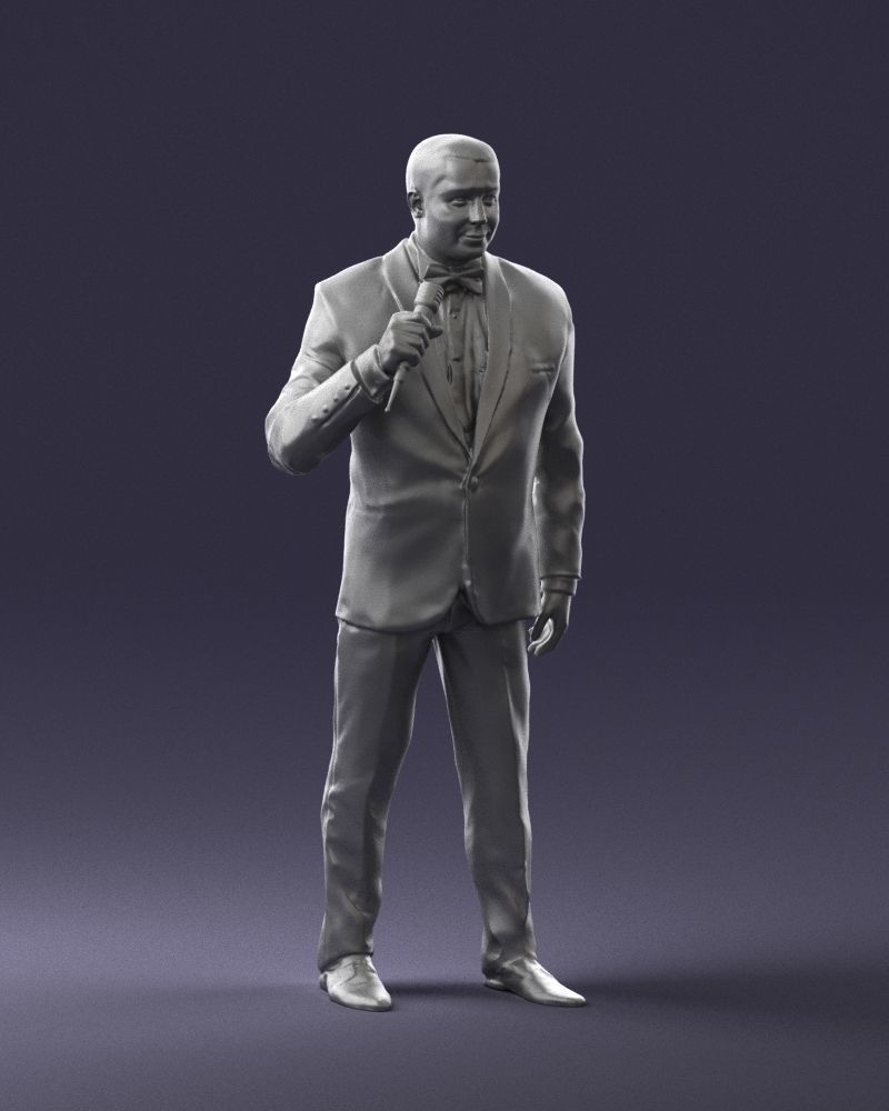Man with a microphone in his hand 0288 3D Print Ready 3D print model_7